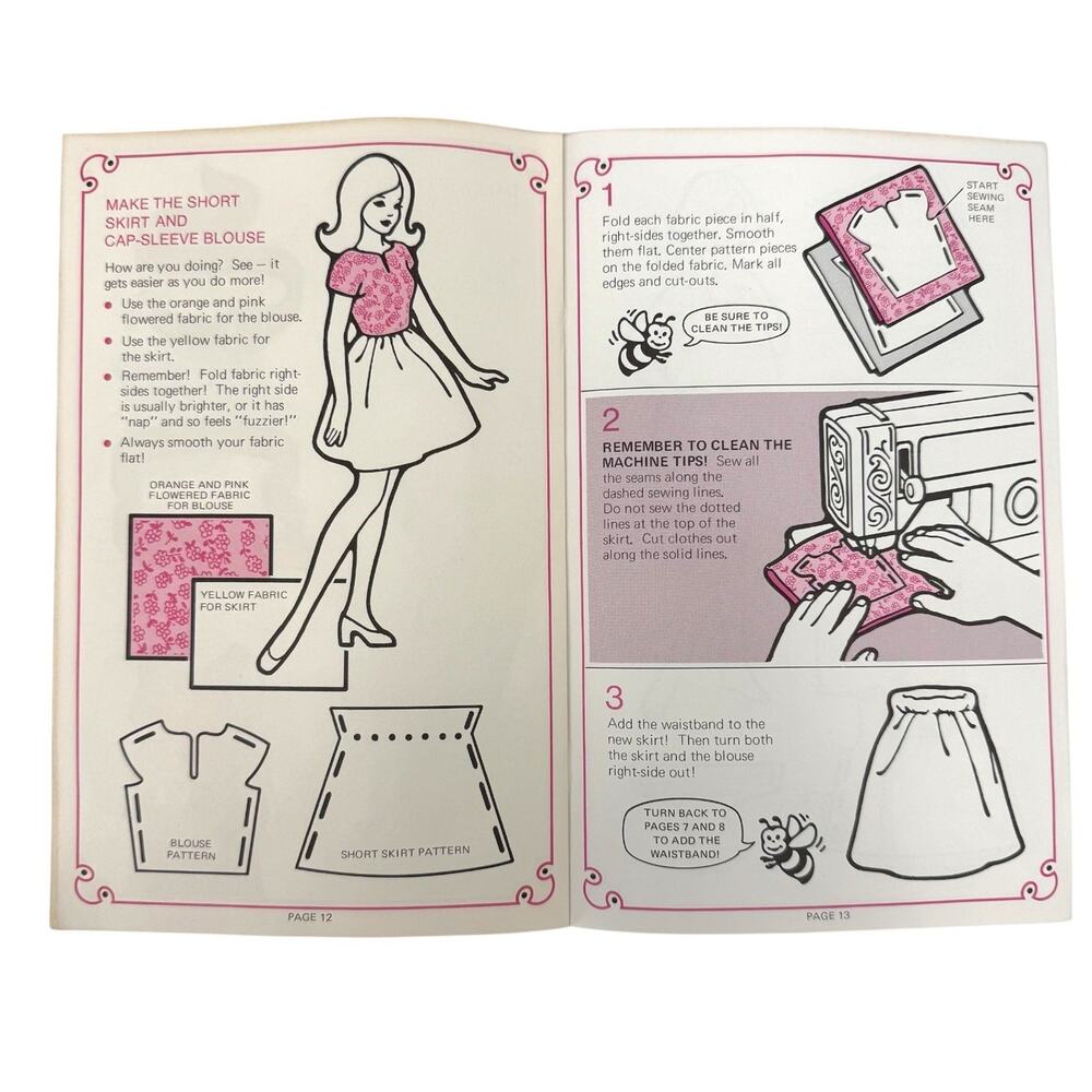 Vintage 70s Mattel Barbie Sew Magic Doll Clothes Pattern Dress Skirt Instruction - Picture 7 of 7